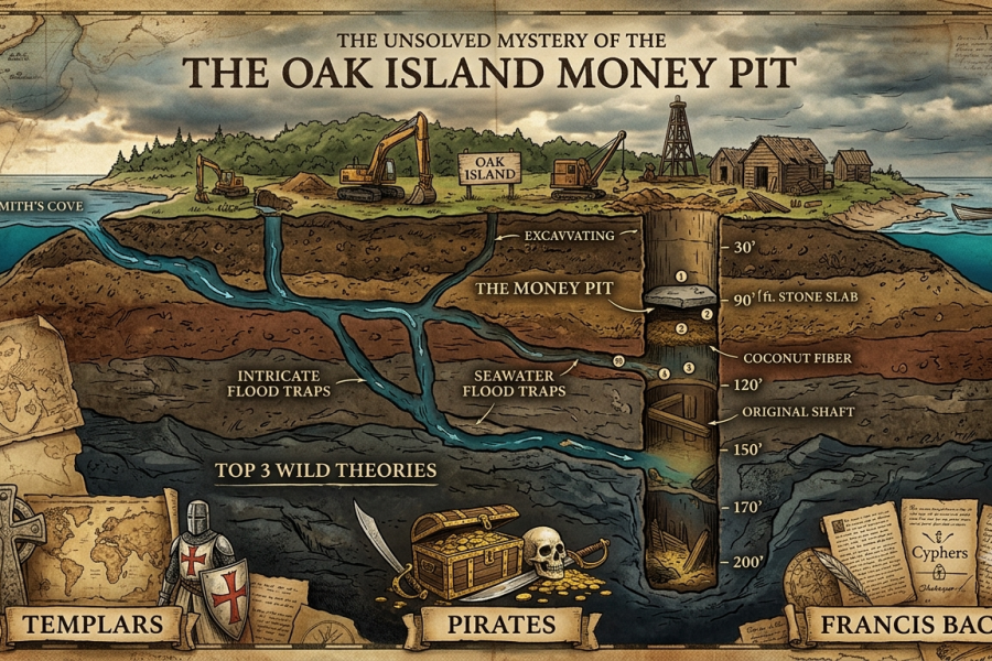 The Unsolved Mystery of the Oak Island Money Pit: 200 Years of Traps and Theories.